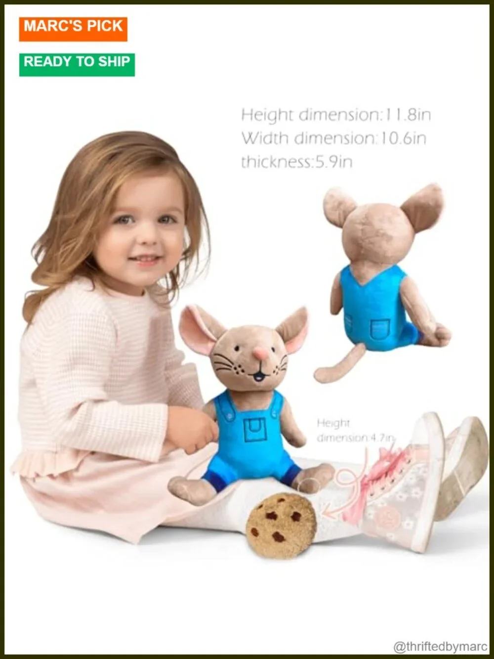 Handmade Mouse & Cookie Stuffed Animal Plush Set 11.8